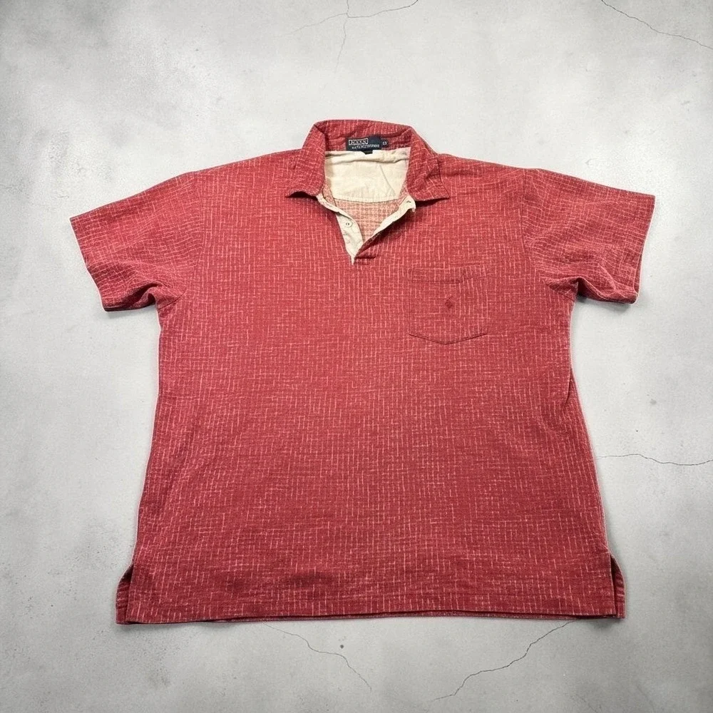 Polo Ralph Lauren Polo Shirt Mens XL Red Grid Pattern Short Sleeve Chest Pocket